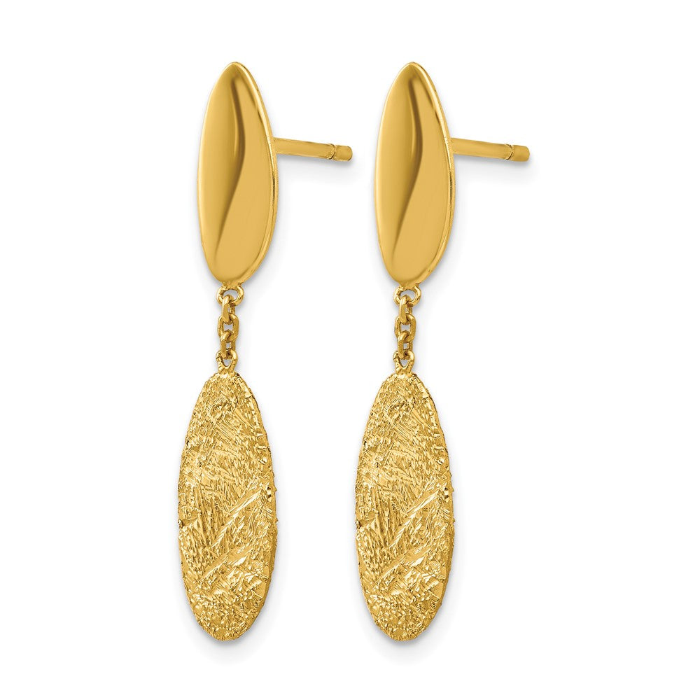14K Yellow Gold Polished D/C Post Dangle Earrings