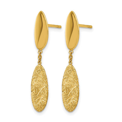 14K Yellow Gold Polished D/C Post Dangle Earrings
