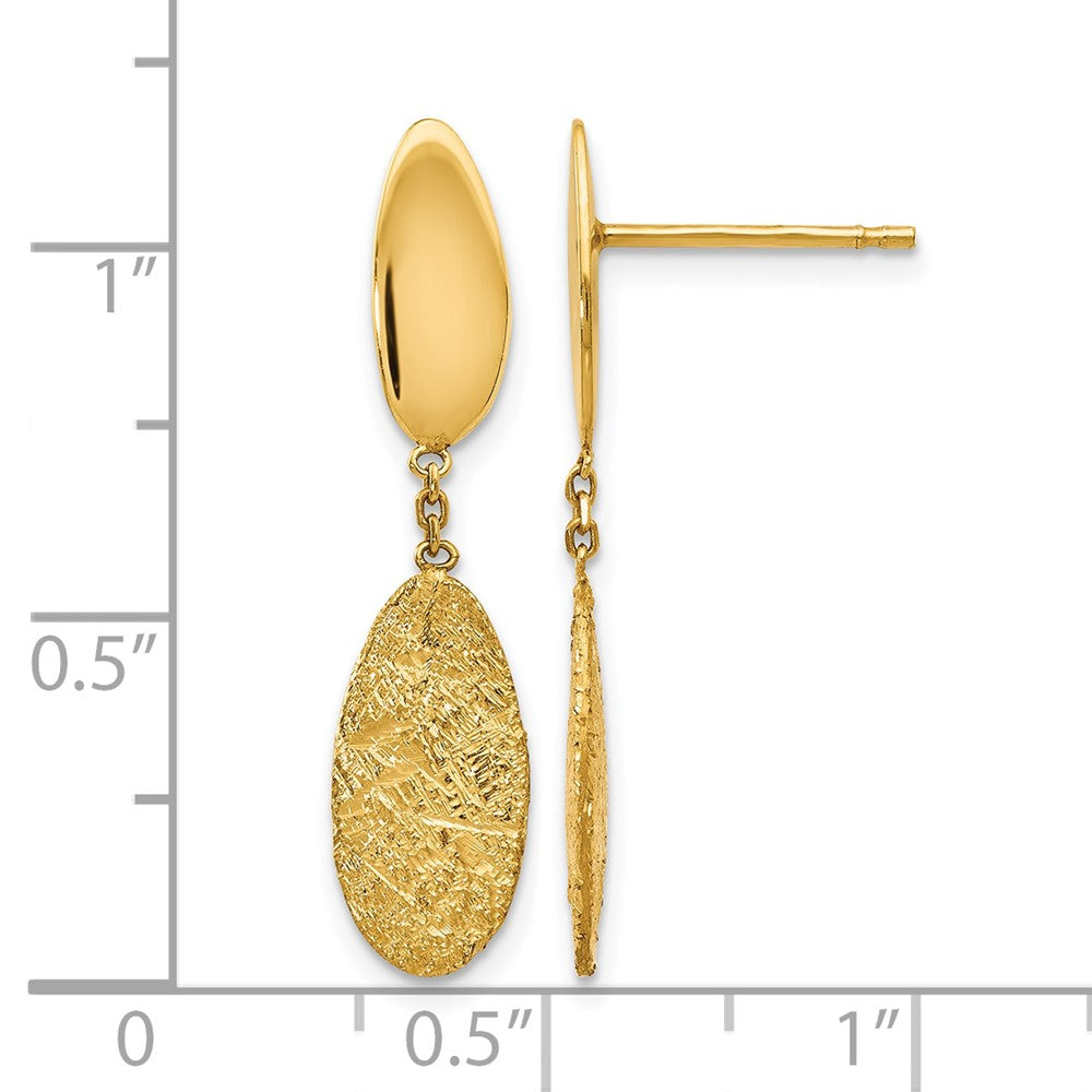 14K Yellow Gold Polished D/C Post Dangle Earrings