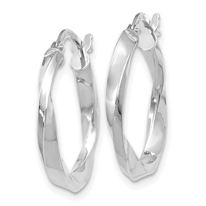 14K White Gold Polished Twisted Hoop Earrings