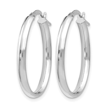 14K White Gold Polished Oval Hoop Earrings