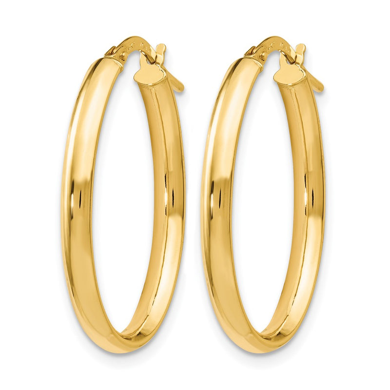 14K Yellow Gold Polished Oval Hoop Earrings