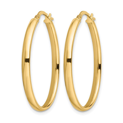14K Yellow Gold Polished Oval Hoop Earrings