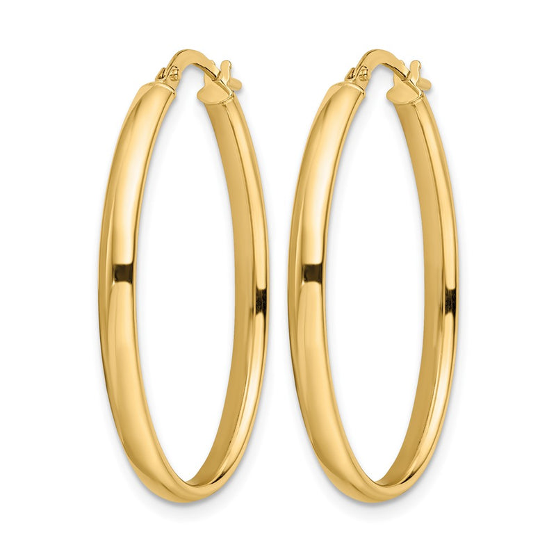 14K Yellow Gold Polished Oval Hoop Earrings