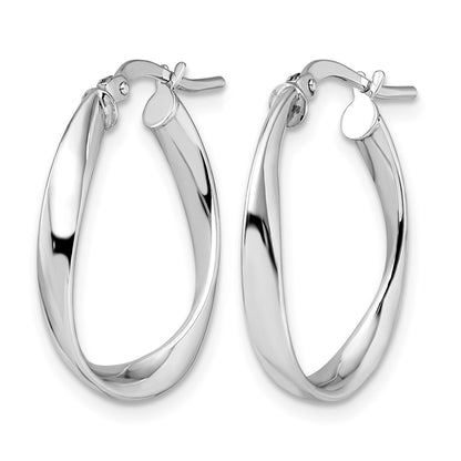 14K Yellow & Rhodium With White Plating Polished Hoop Earrings