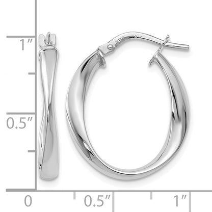 14K Yellow & Rhodium With White Plating Polished Hoop Earrings