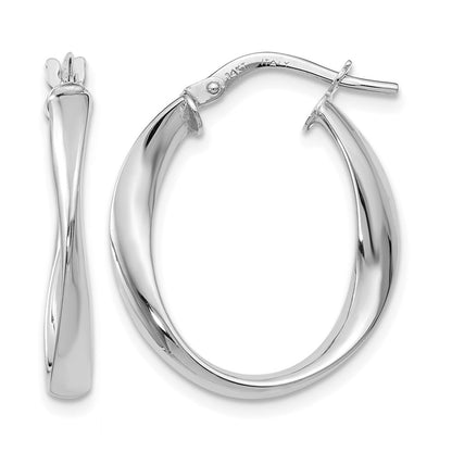 14K Yellow & Rhodium With White Plating Polished Hoop Earrings