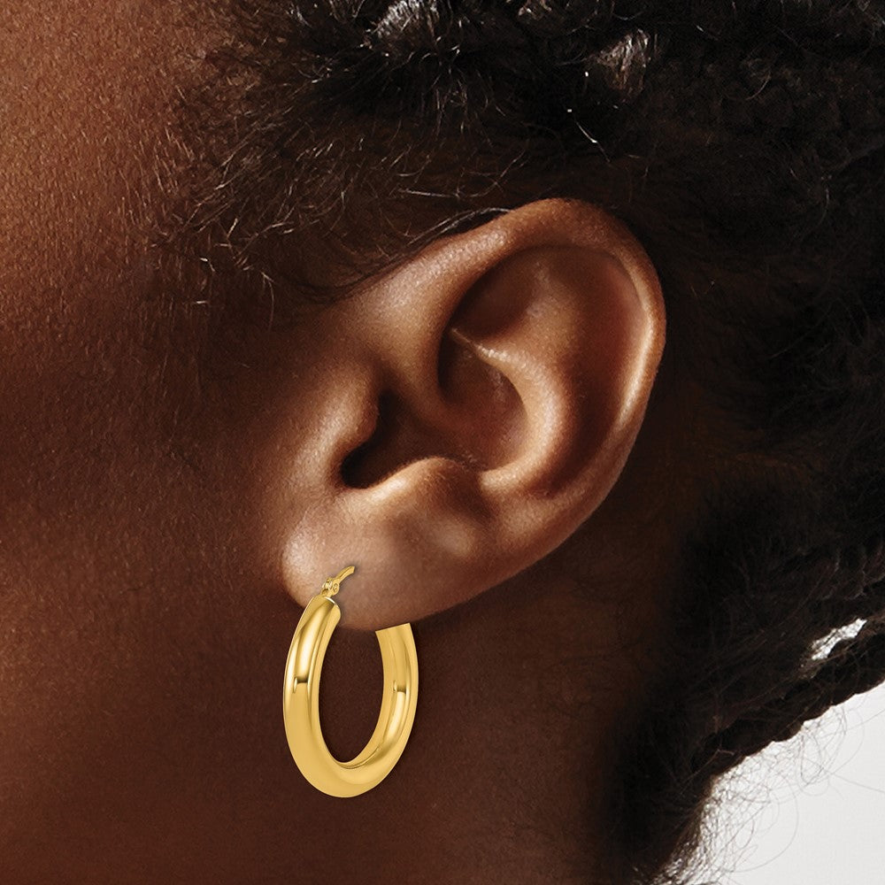 14K Yellow Gold Polished Lightweight Hoop Earrings