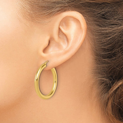 14K Yellow Gold Polished Lightweight Hoop Earrings