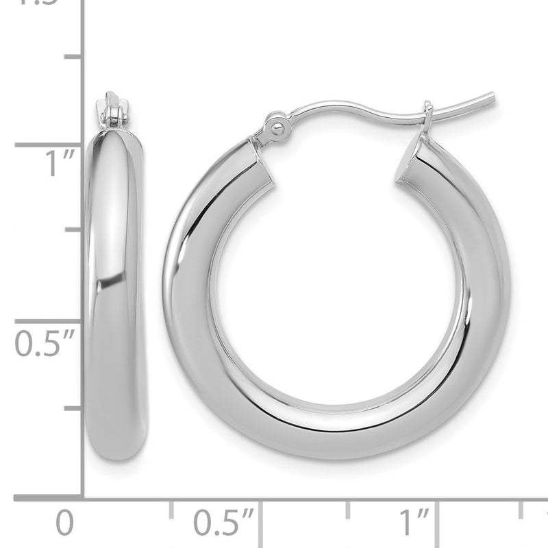 14K White Gold Polished Lightweight Hoop Earrings