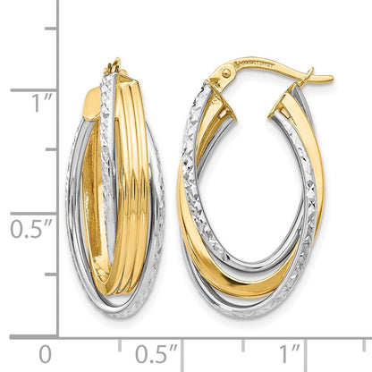 14K Two-Tone Polished D/C Hoop Earrings