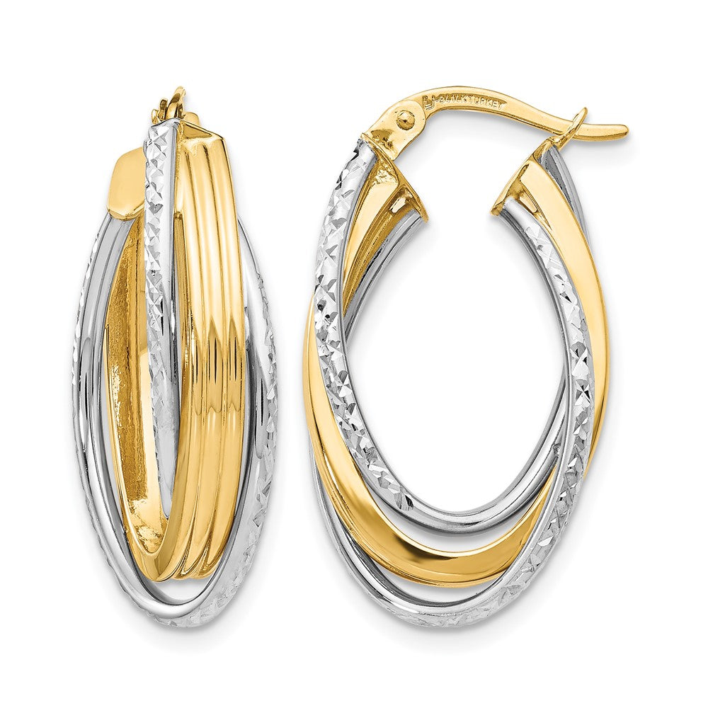 14K Two-Tone Polished D/C Hoop Earrings