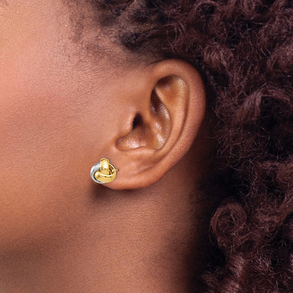 14K Two-Tone Polished Love Knot Earrings