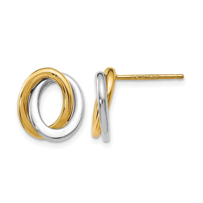 14K Two-Tone Polished Love Knot Earrings