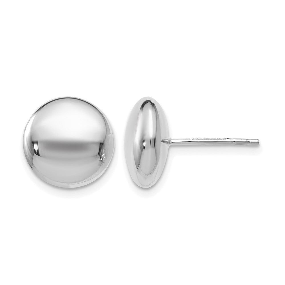 14K White Gold Polished Button Post Earrings
