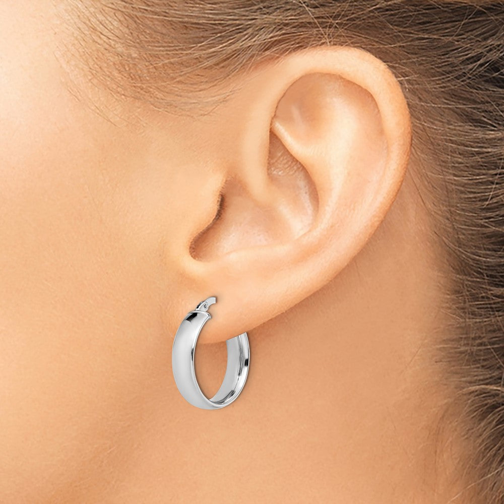 14K White Gold Polished Hoop Earrings