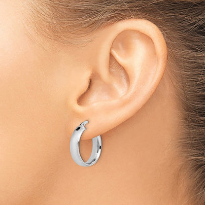 14K White Gold Polished Hoop Earrings
