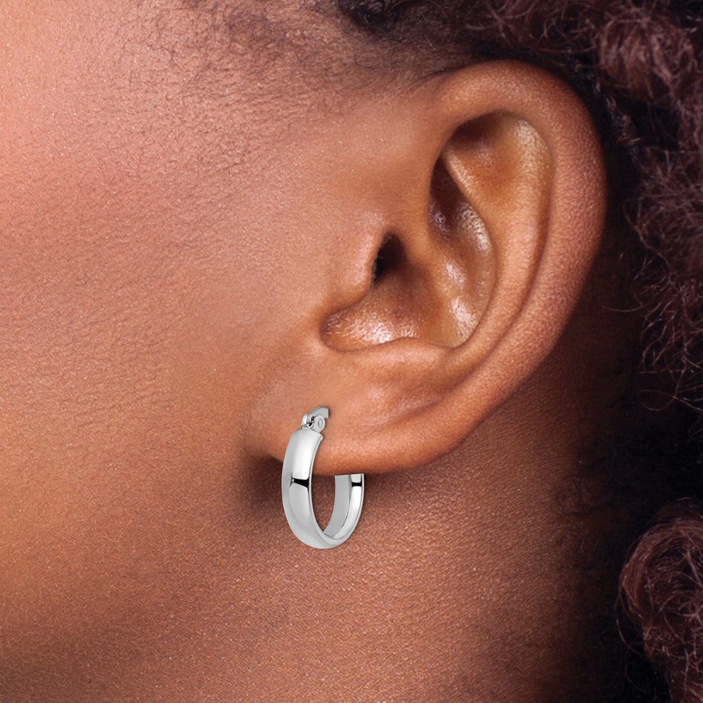 14K Yellow & Rhodium With White Plating Polished Hoop Earrings