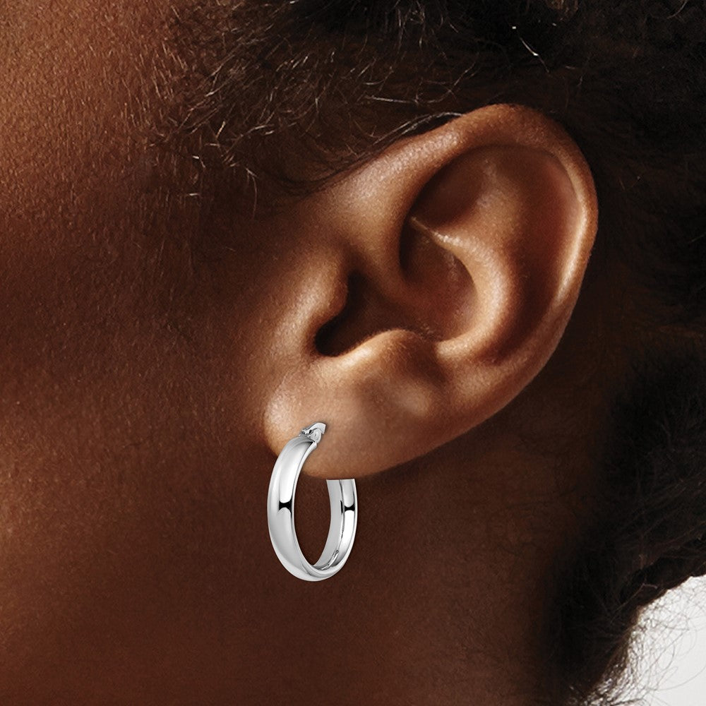 14K Yellow & Rhodium With White Plating Polished Hoop Earrings
