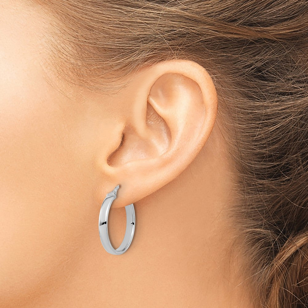 14K White Gold Polished Hoop Earrings