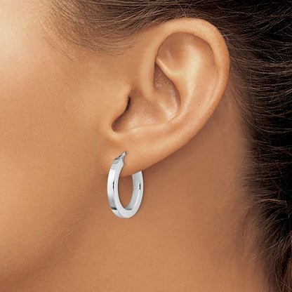 14K Yellow & Rhodium With White Plating Polished Hoop Earrings