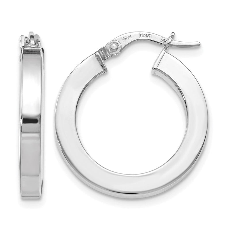 14K Yellow & Rhodium With White Plating Polished Hoop Earrings