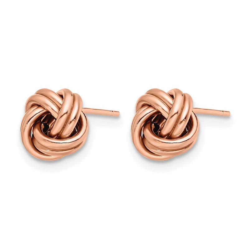 14K Yellow Gold W/ Rose Plating Polished Love Knot Post Earrings