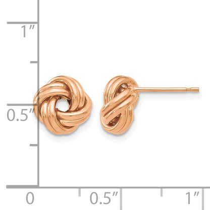 14K Yellow Gold W/ Rose Plating Polished Love Knot Post Earrings