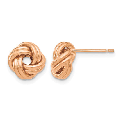 14K Yellow Gold W/ Rose Plating Polished Love Knot Post Earrings