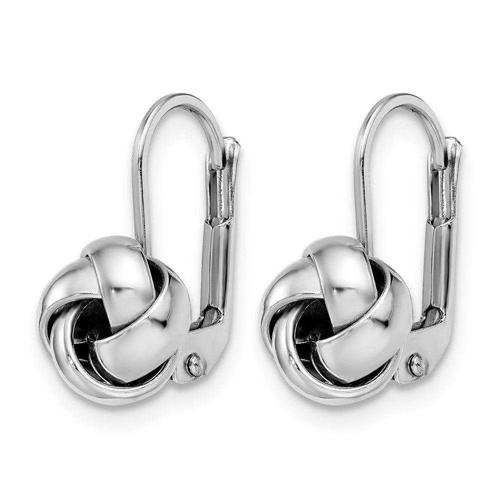 14K Yellow & Rhodium W/ White Plating Polished Love Knot Leverback Earrings
