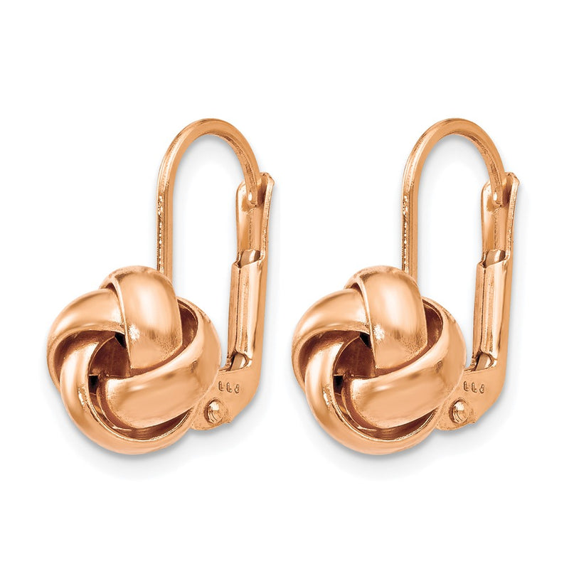 14K Yellow Gold & Rose Plated Polished Love Knot Leverback Earrings