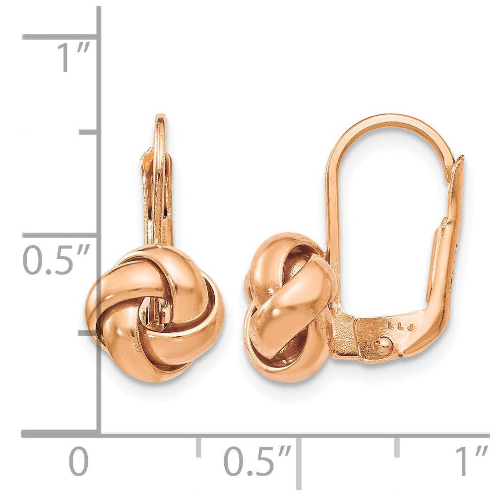 14K Yellow Gold & Rose Plated Polished Love Knot Leverback Earrings