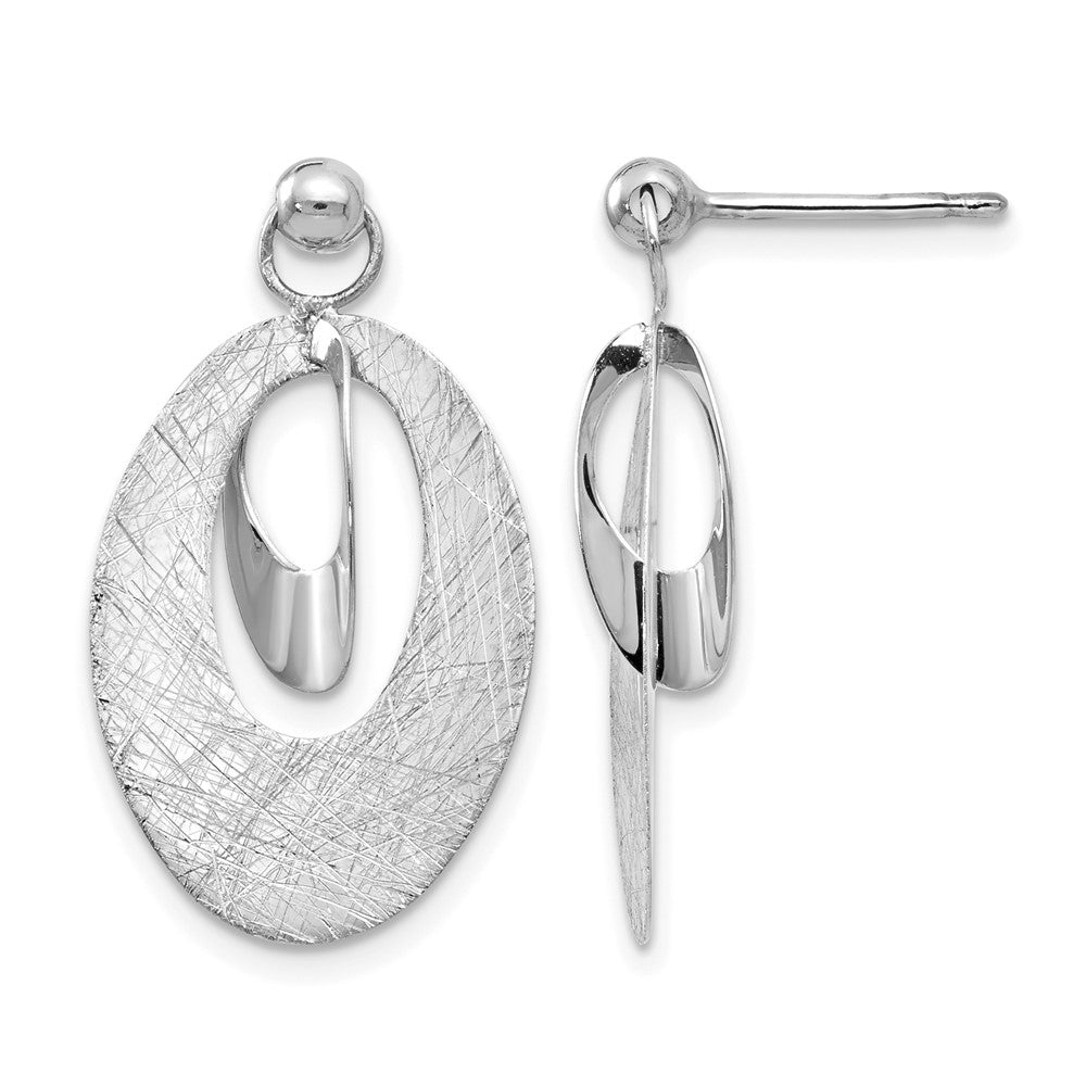 14K White Gold Pol And Scratch Finish Oval Reversible Post Earring