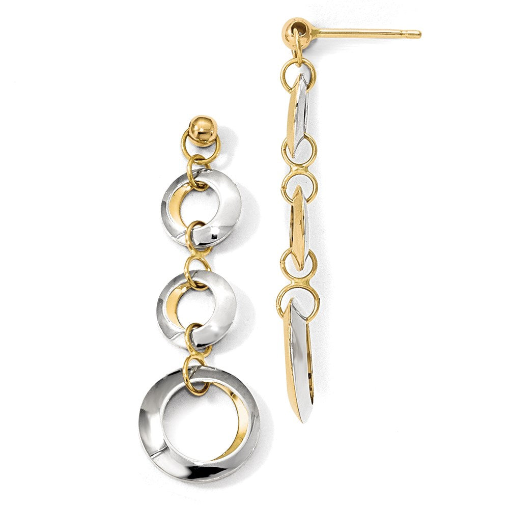 14K Two-Tone Polished Circle Reversible Post Earrings