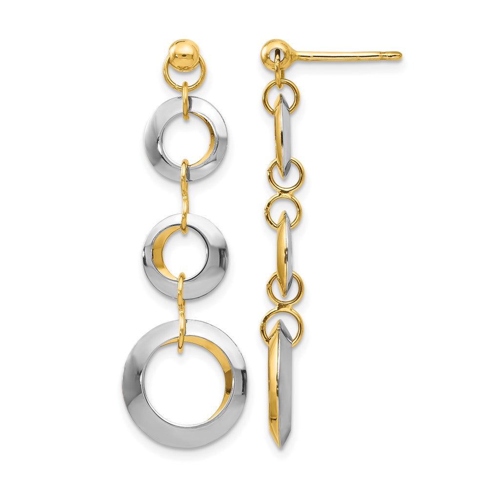 14K Two-Tone Polished Circle Reversible Post Earrings