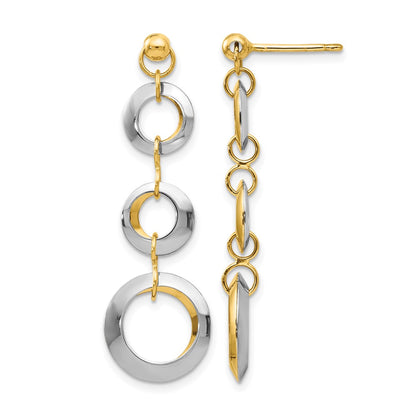 14K Two-Tone Polished Circle Reversible Post Earrings