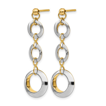 14K Two-Tone Polished Circle Reversible Post Earrings