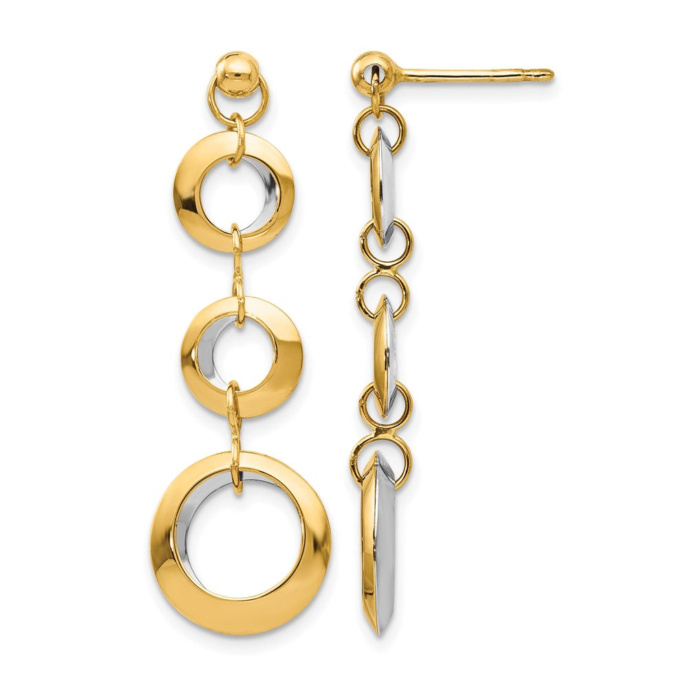14K Two-Tone Polished Circle Reversible Post Earrings