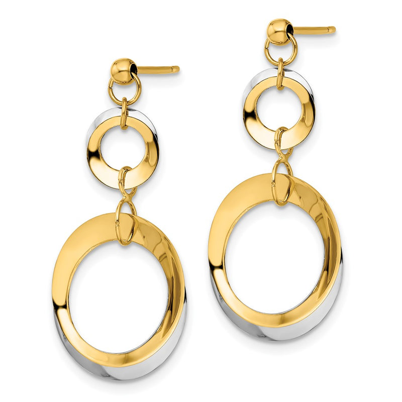 14K Two-Tone Polished Circle Reversible Post Earrings