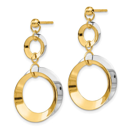 14K Two-Tone Polished Circle Reversible Post Earrings