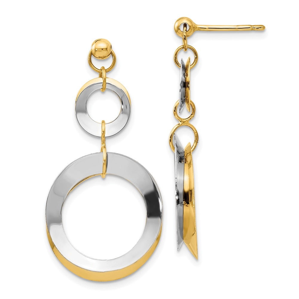 14K Two-Tone Polished Circle Reversible Post Earrings
