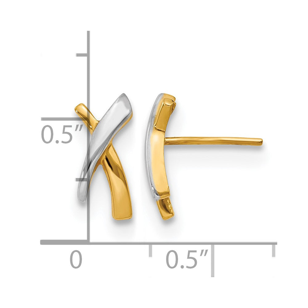 14K Yellow & Rhodium X Post Earrings