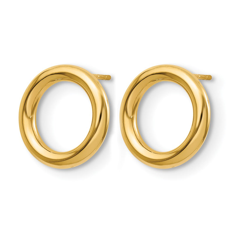 14K Yellow Gold Polished Circle Post Earrings