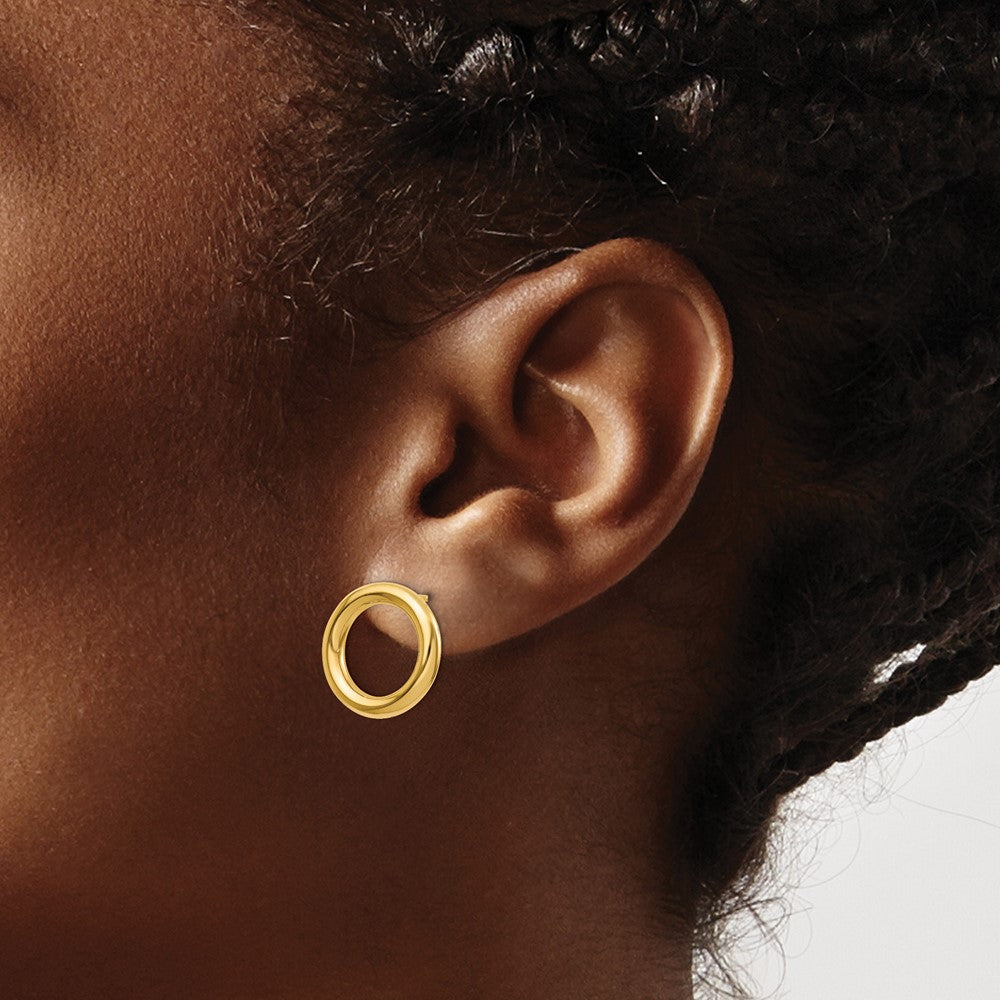14K Yellow Gold Polished Circle Post Earrings