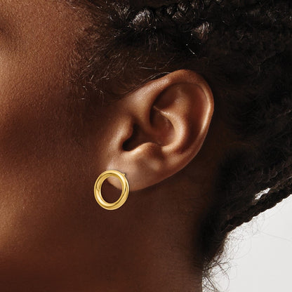 14K Yellow Gold Polished Circle Post Earrings