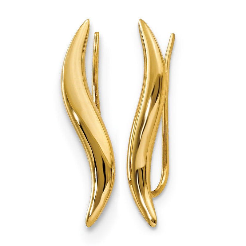 14K Yellow Gold Polished Ear Climber Earrings