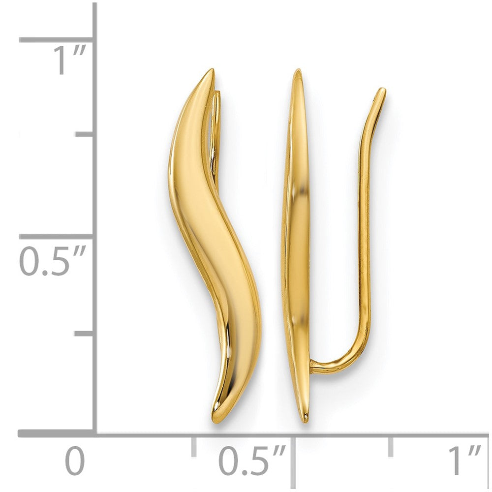 14K Yellow Gold Polished Ear Climber Earrings