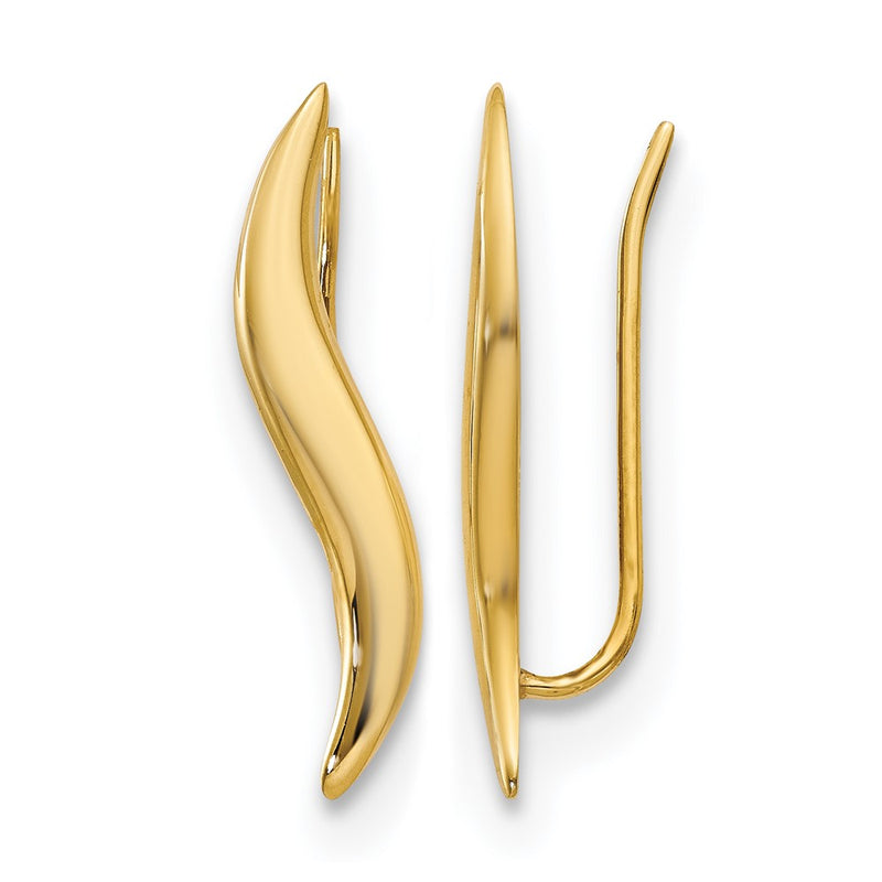 14K Yellow Gold Polished Ear Climber Earrings
