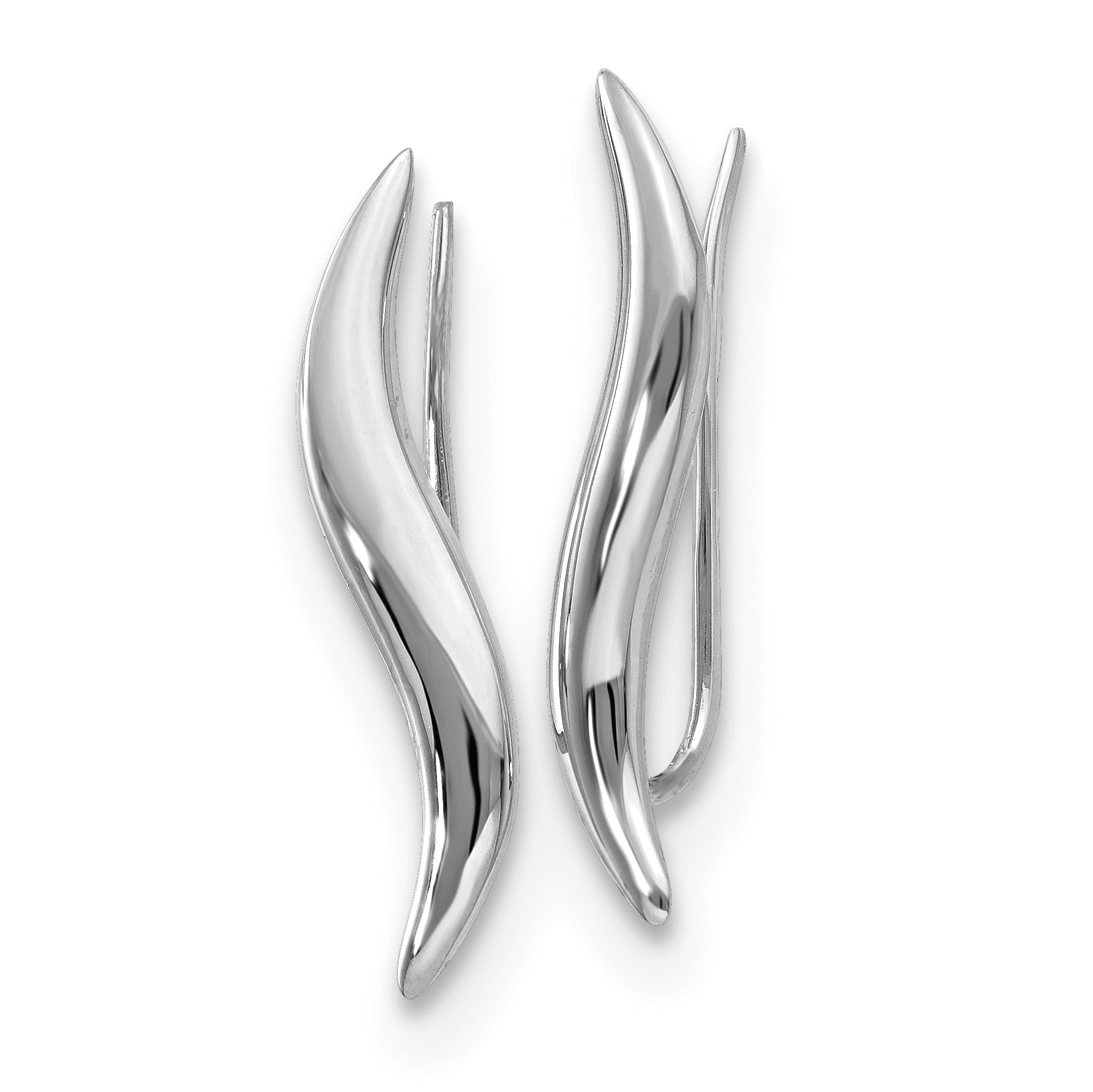 14K White Gold Polished Fancy Ear Climber Earrings