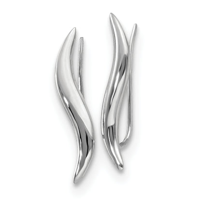 14K White Gold Polished Fancy Ear Climber Earrings